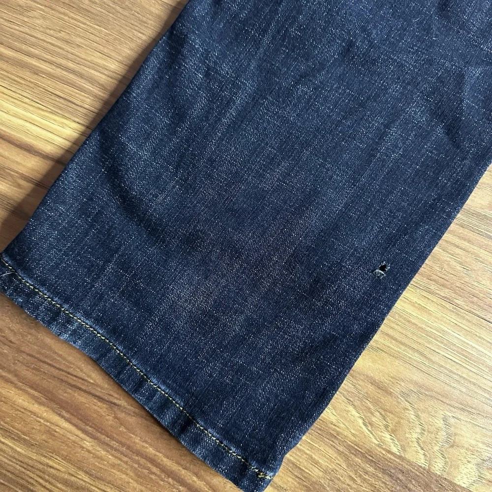 Wrangler Retro Jeans Mens 32x34 Dark Blue Denim Patch Slim Fit Bootcut 77MWZDX